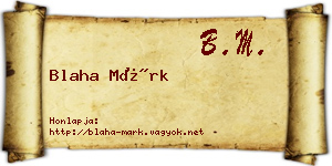 Blaha Márk névjegykártya