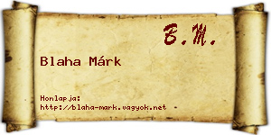 Blaha Márk névjegykártya
